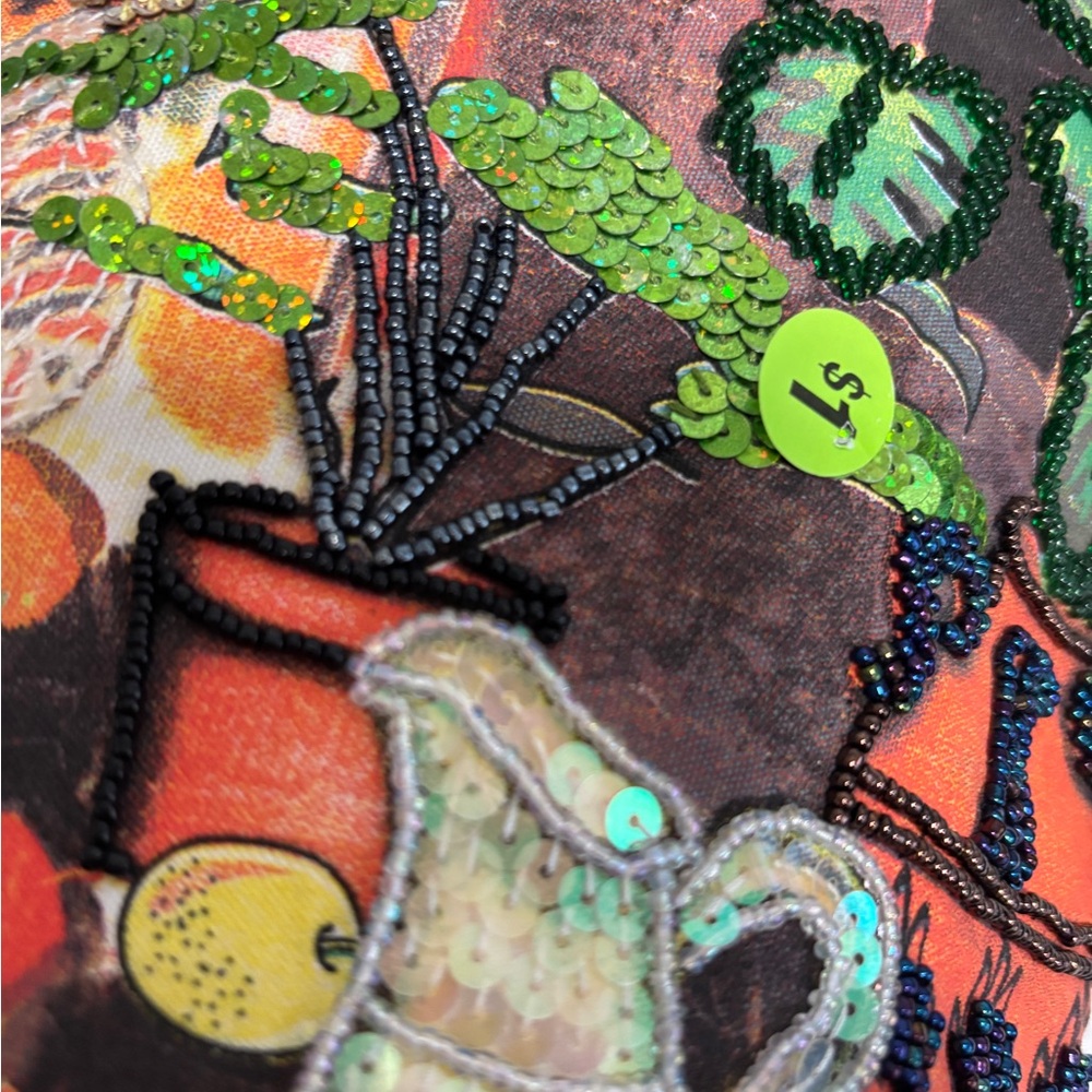 Artistic Multicolor Tote Bag Sequins Beaded Colorful - Picture 9 of 16